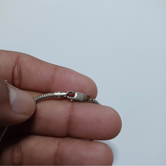 Sterling Silver 925 Lapis Lazuli Inlaid Heart Pendant On 20 In. Snake Link chain - Picture 4 of 8